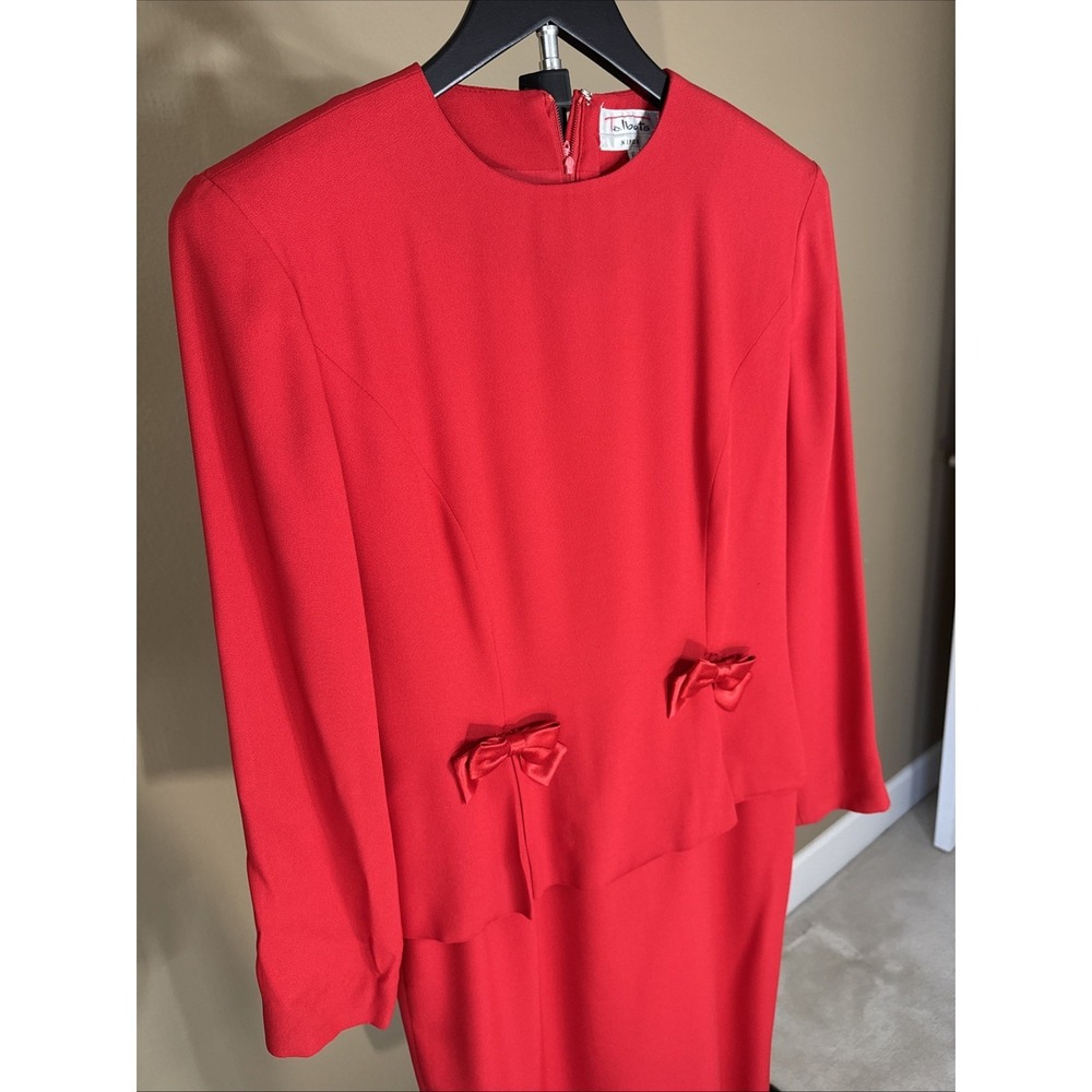 Vintage Talbots Albert Nipon Dress Womens 6 Red Nylon Acetate Made in USA - Picture 2 of 15
